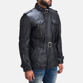 Hunter Black Leather Jacket for men
